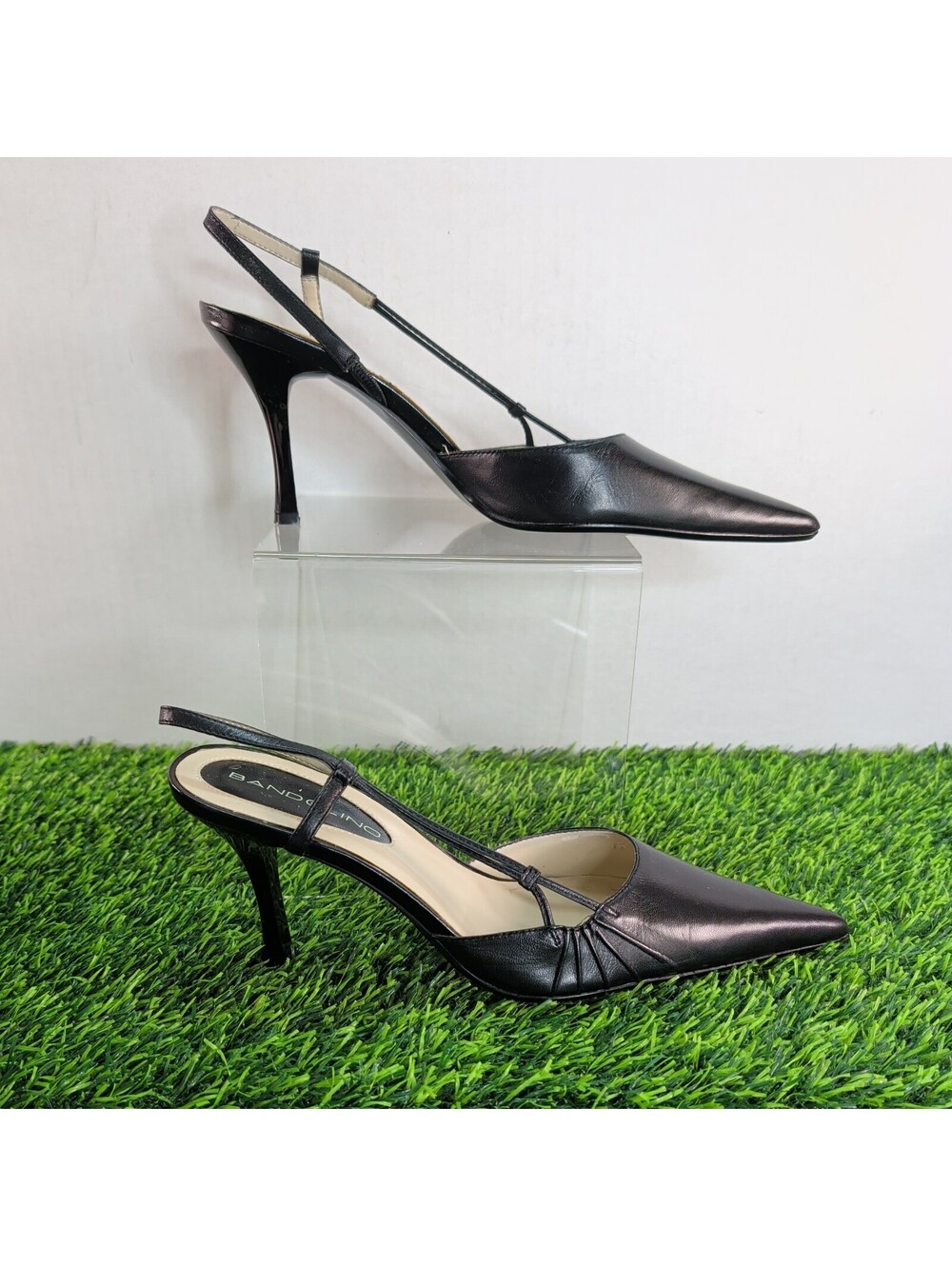 Bandolino BDEXTREME Heels Black Satin 7.5M New With Box Pumps